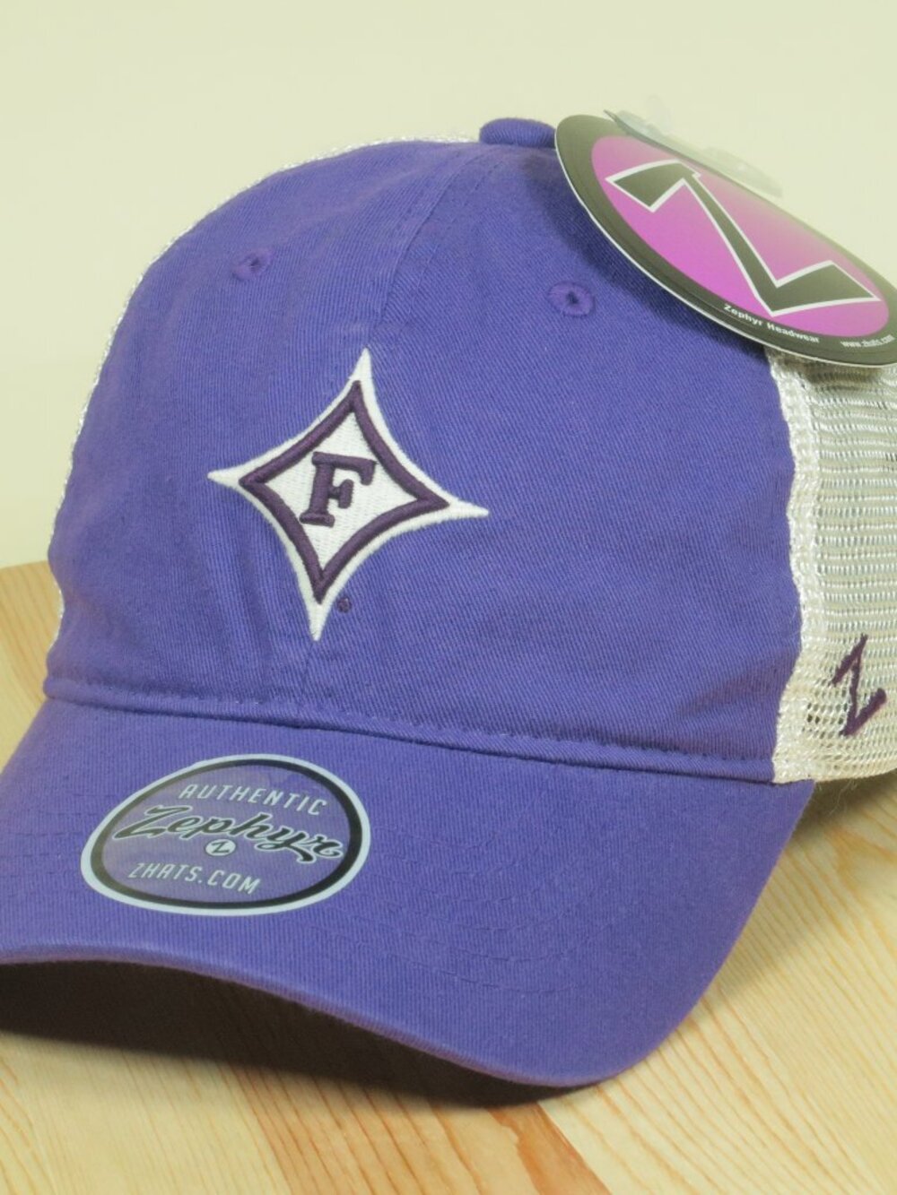 Zephyr Furman University Paladins Trucker Hat Mens Purple Mesh Snapback New